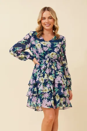 BRIGHTON FLORAL RUFFLE DRESS SeamlessConstruction Classic Sweater