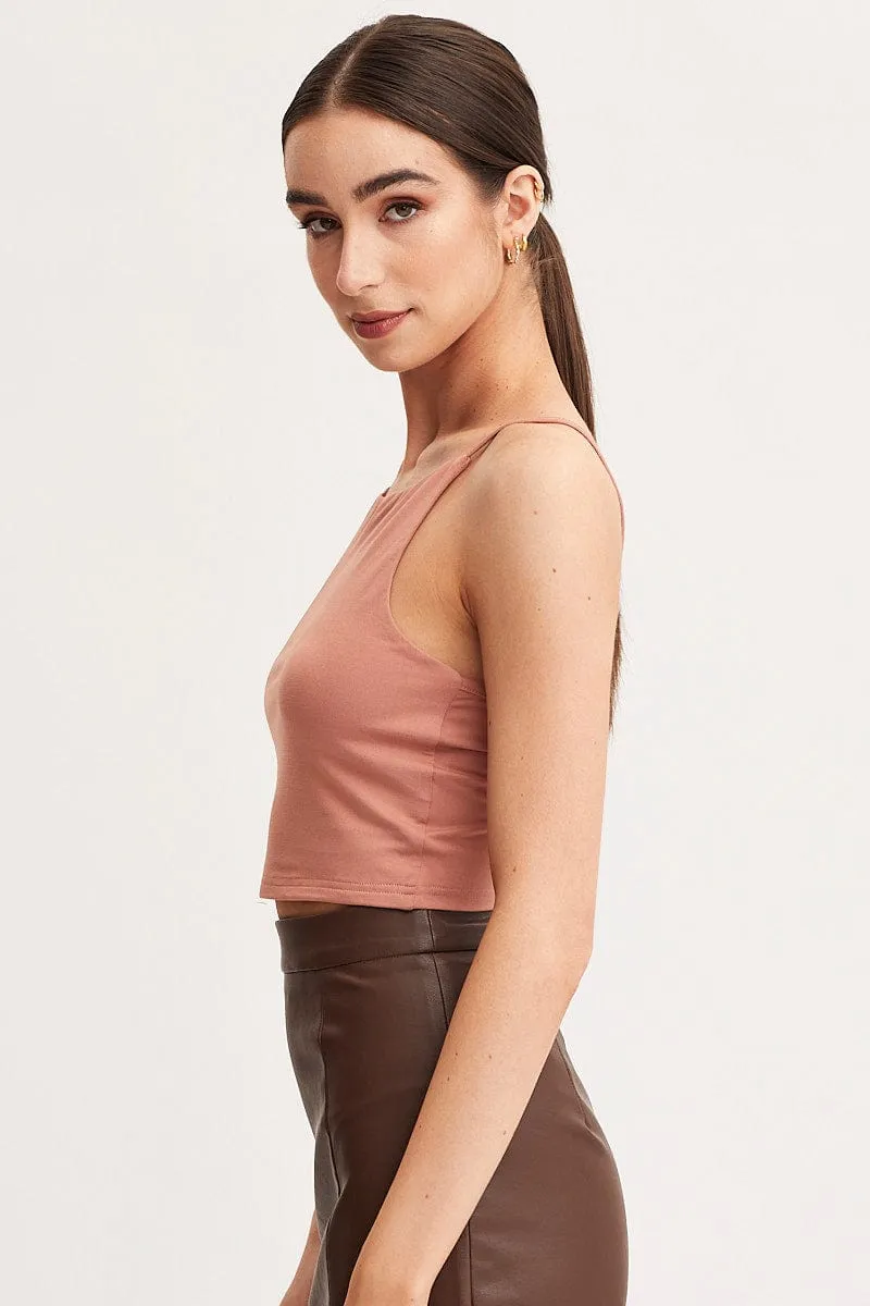 Event Vibe Easy Style Brown Singlet Top Sleeveless