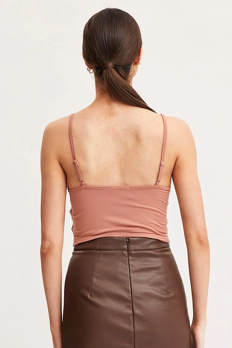 Warm Layers Elegant Dress Brown Singlet Top Sleeveless
