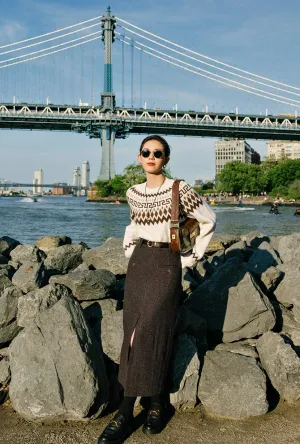 Debbie Wool Pencil Skirt - Checkered Easy Fit Winter Accessories