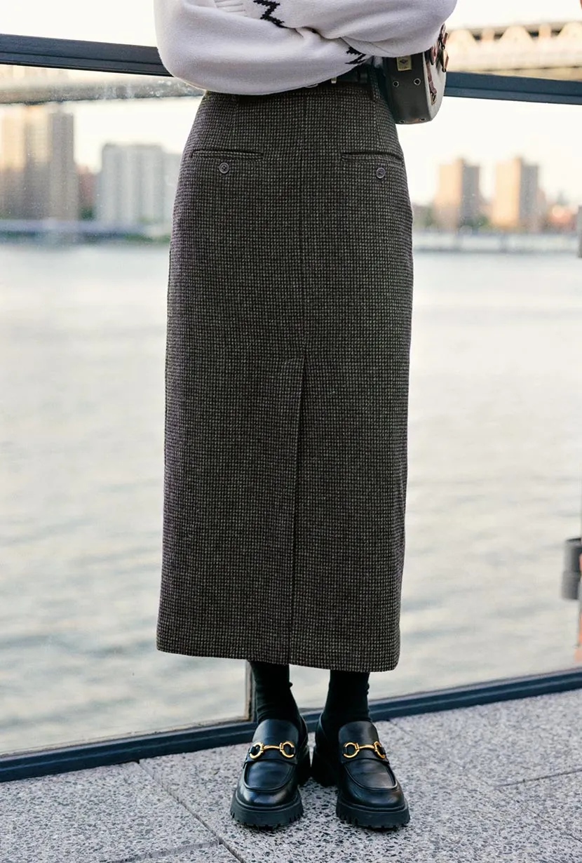 Fashion Layer Debbie Wool Pencil Skirt - Checkered