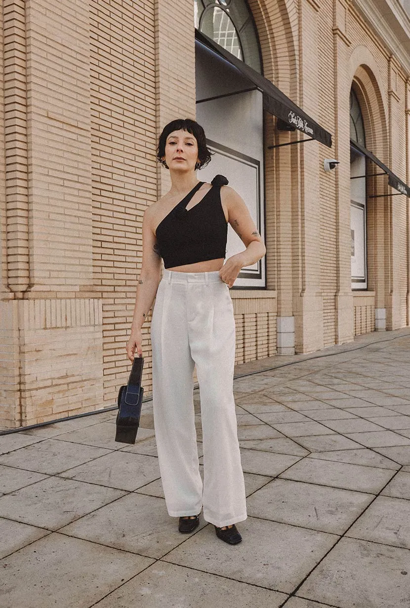 Bright Color Stylish Jumper Alanis Pants - Ivory