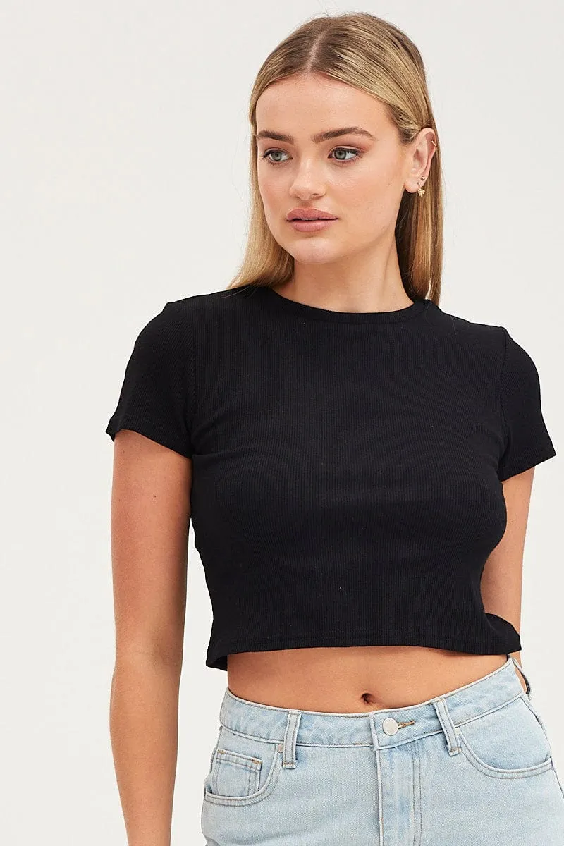 Black T-Shirt Short Sleeve Crew Neck QuickReleaseFastener Beach Ready