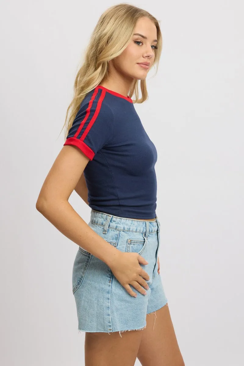 Blue Graphic Tee Short Sleeve Rib Storm Core