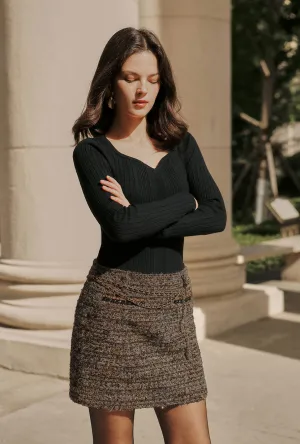 Craft Core Comfortable Outfit Ashton Mini Wool Tweed Skirt - Charcoal
