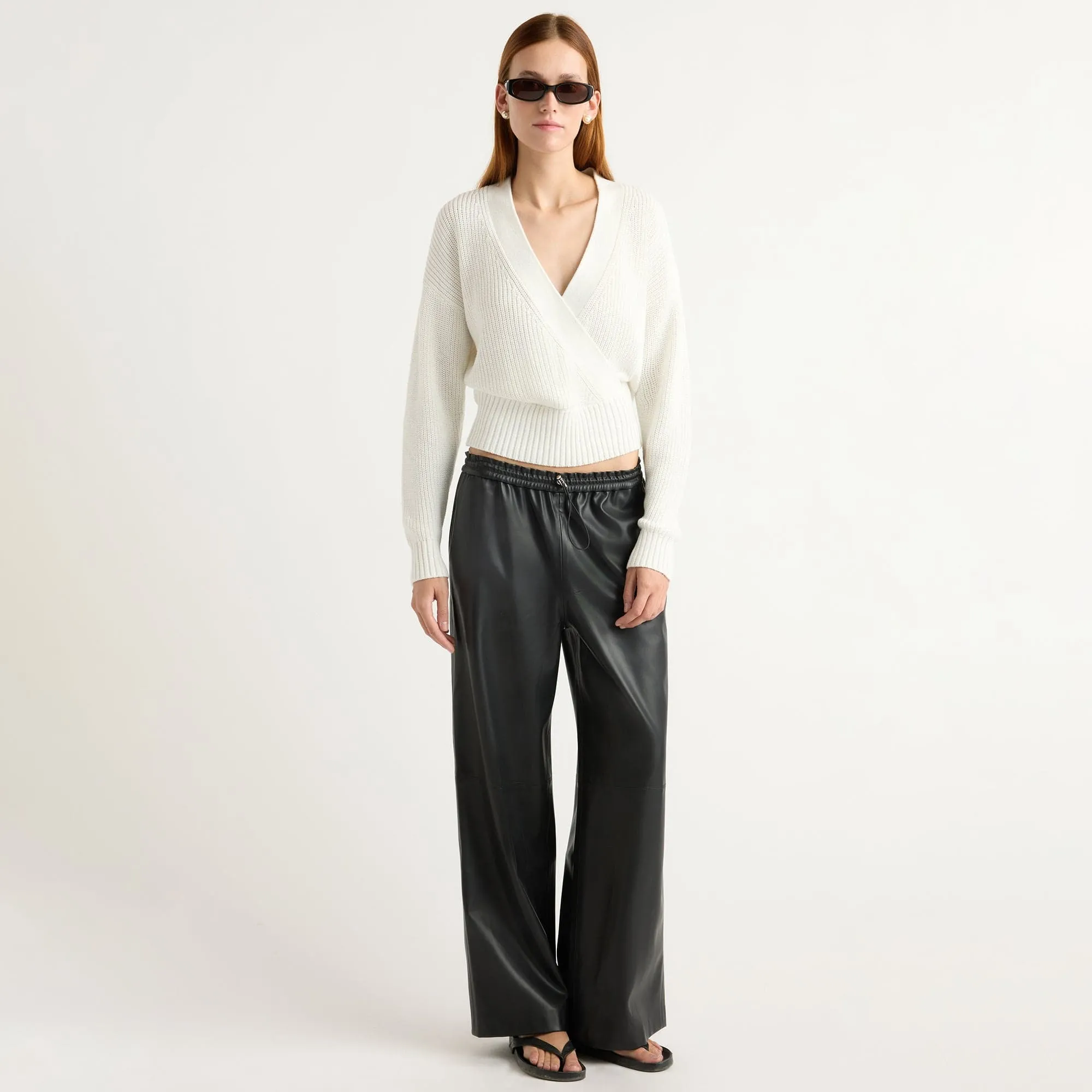 ResilientElasticBand Easy Travel Lianne Drawstring Vegan Leather Pant