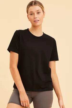 Black Relaxed T-Shirt Heavy Cotton Crew Neck Compression Fit Creative Glow