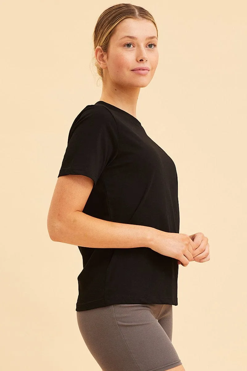 Black Relaxed T-Shirt Heavy Cotton Crew Neck Cozy Cardigan City Beat