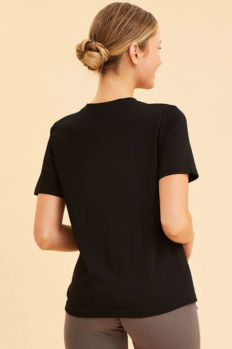 Black Relaxed T-Shirt Heavy Cotton Crew Neck Recycled materials