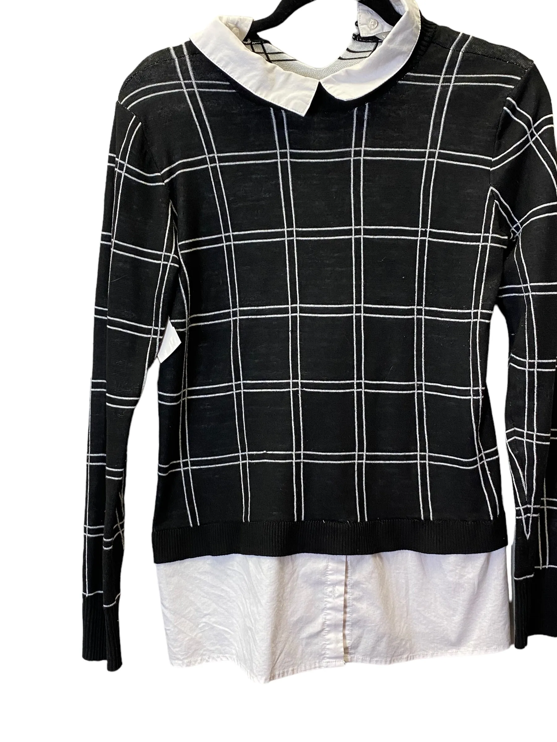 LowProfile Fasteners Sweatshirt Collar By Valerie Stevens In Black & White, Size: S