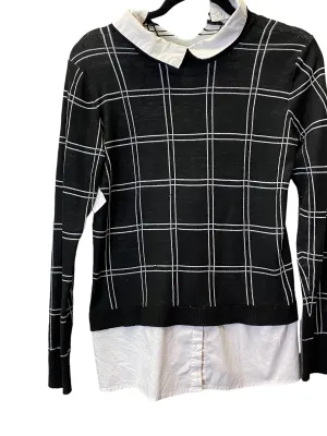 LowProfile Fasteners Sweatshirt Collar By Valerie Stevens In Black & White, Size: S