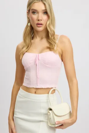 Stage Feel Pink Singlet Top Textured