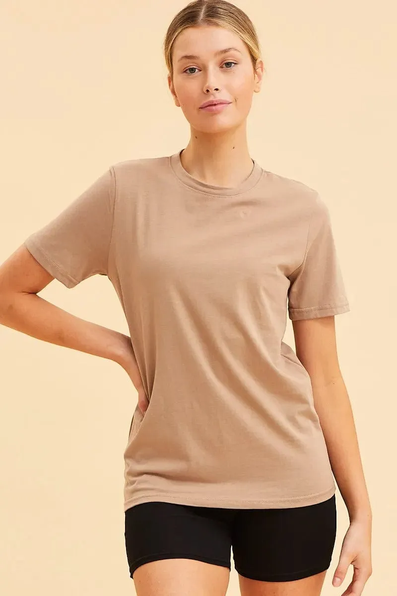 Orange Cotton T-Shirt Crew Neck Regular Fit Cotton Stylish Hat Warm Fashion