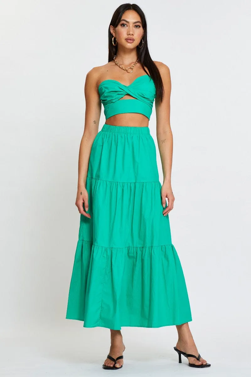 Green Singlet Top Crop QuickDryMaterial