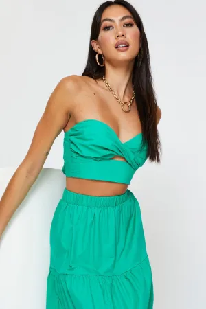 Green Singlet Top Crop StretchWaistband Road Soul