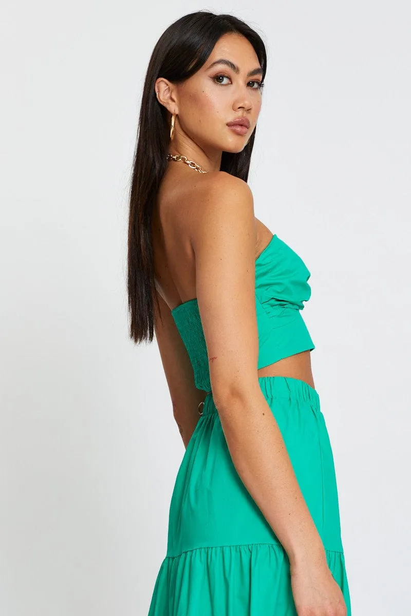 Green Singlet Top Crop WaterRepellentFinish