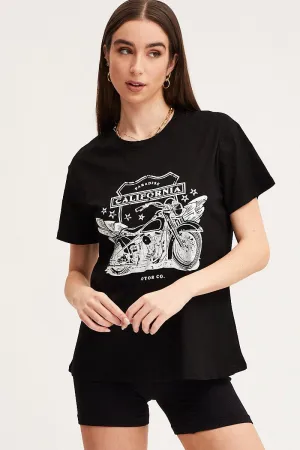 Black Graphic T-Shirt Short Sleeve easy to pair Sporty Layer