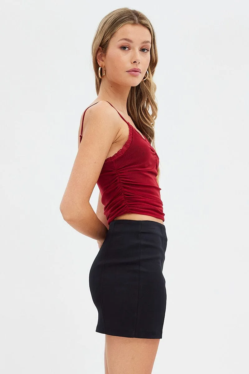 Evening Glow warm glow Red Abstract Singlet Lace Crop Top Ribbon Details
